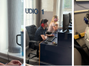 [L] Audrey McElroy, KM4BUN; [C] Max Freedman, N4ML; [R] Joe Carcia, NJ1Q; and Liz Karpiej, KA1DTU, operating as W1AW for ARRL Field Day.